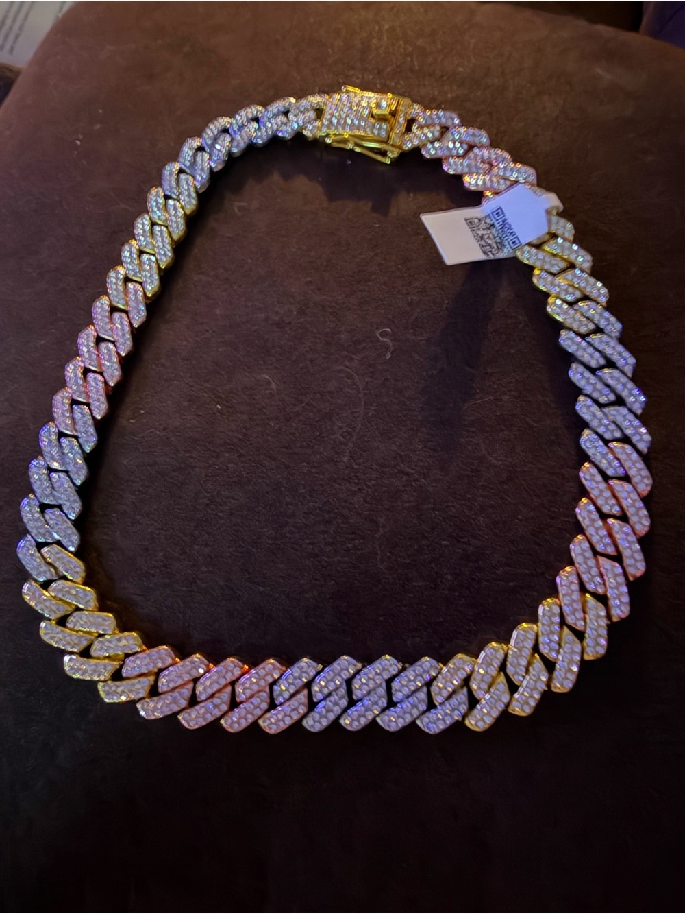 14 mm 16” Three Tone Pave Cuban Link Necklace
